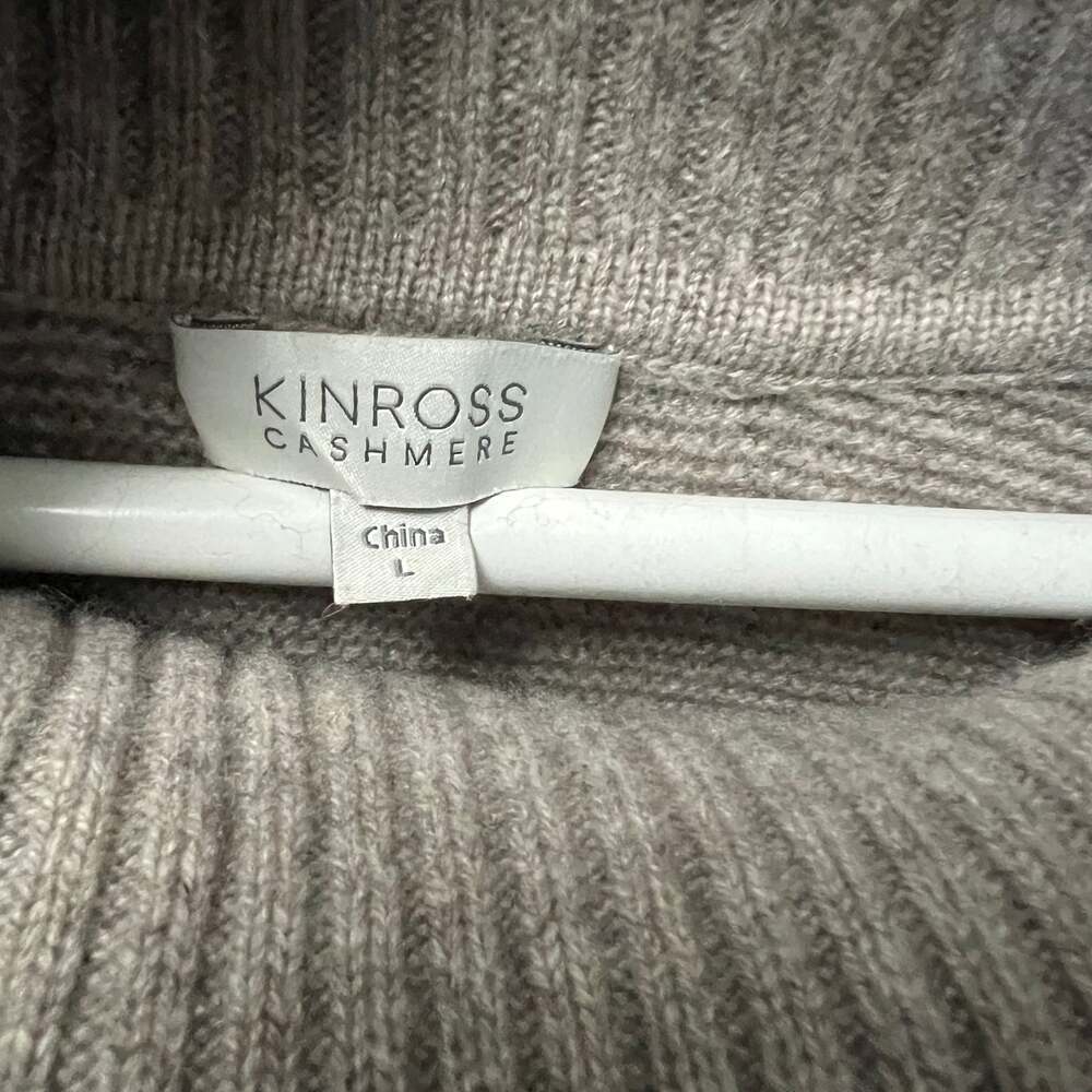 Kinross 100% Cashmere Grey Ribbed Cowl Neck Poncho Sweater - Picture 2 of 3